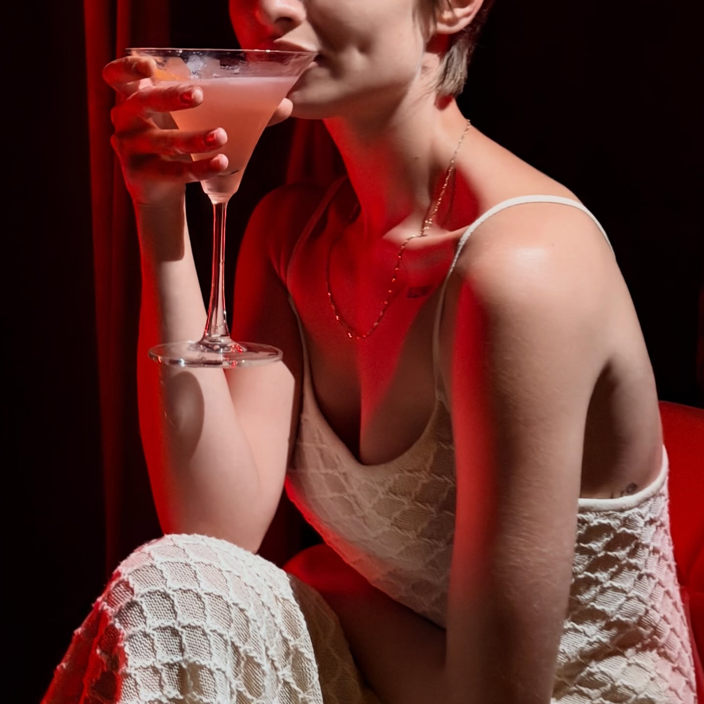 Cocktail in red ambient lighting